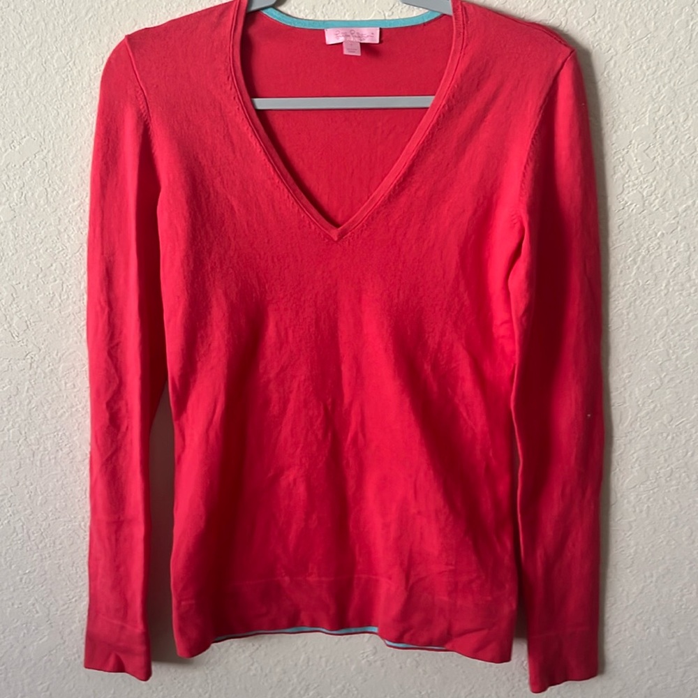 Lilly Pulitzer Adelaide Coral Sweater Top size S Small , very comfortable